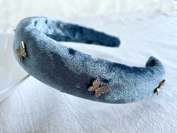 VELVET HAIR BAND BROAD SPARKLED TEAL VELVET HAIR BAND BROAD SPARKLED TEAL