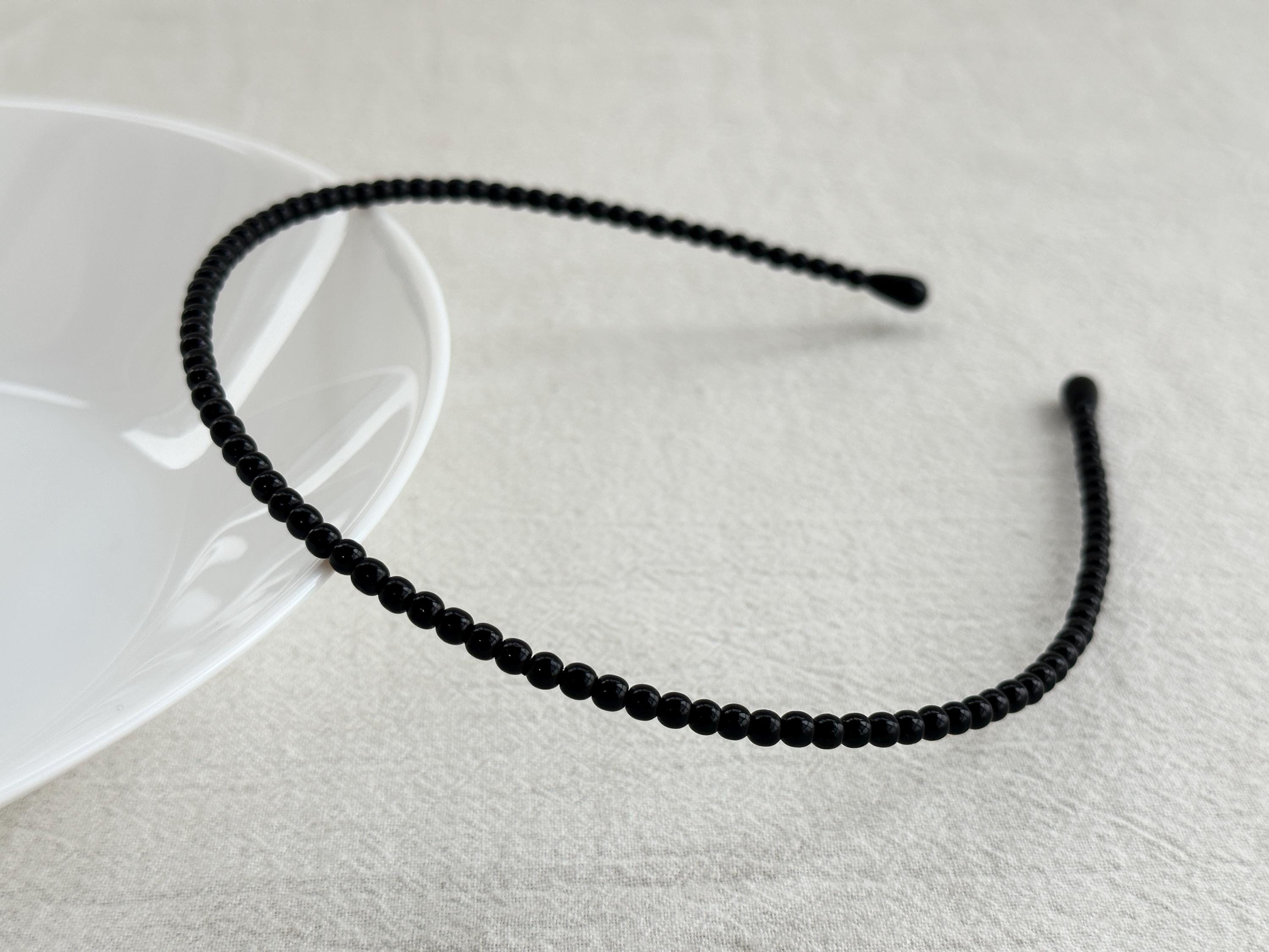 Black Beaded Headband,Bridal Pearl Headband,Thin Pearl Headband,Trendy Pearl Headband,Wedding Gifts,Women Band Headpiece