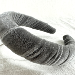 Gray velvet headband, winter headband, party headband, wide headband, women&#39;s hairband, hair accessories