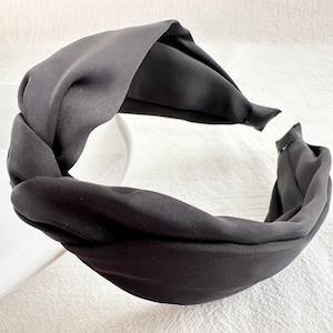 Black Satin Headband,Braided Headband,Wide Headband,Top Knot,Boho Headband,Retro Women Headband,Hair Accessories