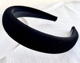 Black Simple Velvet Headband,Women Vintage Hairband,Padded Hairband,Solid Color Headband,Gift for Her,Hair Accessories,comfortable headband