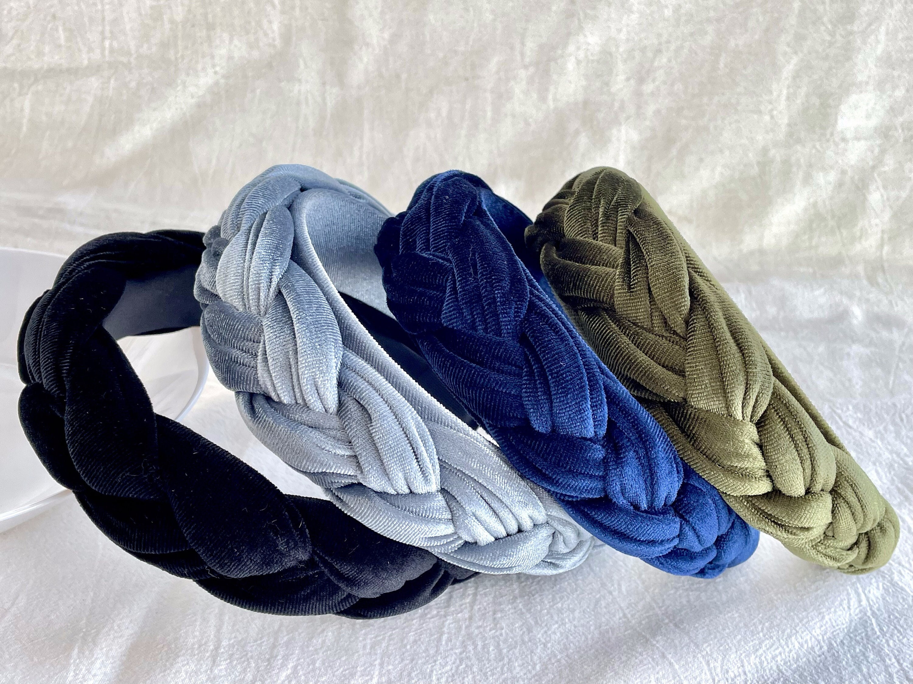 Navy Blue Braided Velvet Headband by femme faire Canada Navy Blue Velvet Wave Headband - Bestselling Velvet Hairband  main image 4