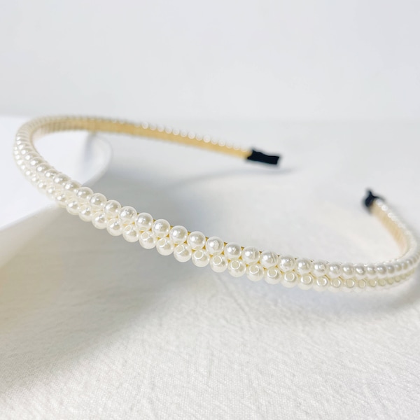 Headband For Women,Beaded Beads Hair Hoops,Thin Metal Headbands,Pearl Headband,Wedding Bridal Hair Accessories,Gift