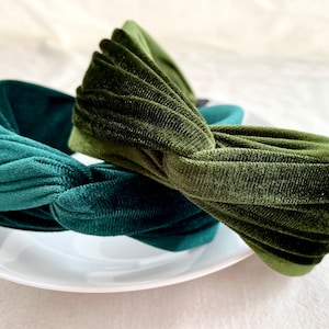 Green  Velvet Twisted Knot headband,Classic top knot headband,Turban knotted headband crown,Hair Accessories,Gift