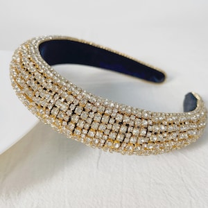 Glitter Rhinestone Hairbands,Gold Headbands,Woman Padded Hairbands,Crystal Hairbands,Velvet Turban Headband,Unique Headband