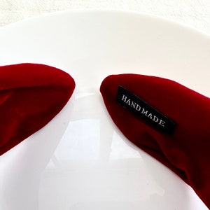 Retro red velvet headband, bow headband, top knot, festival headband, big headband, headscarf headband, hair accessories image 6