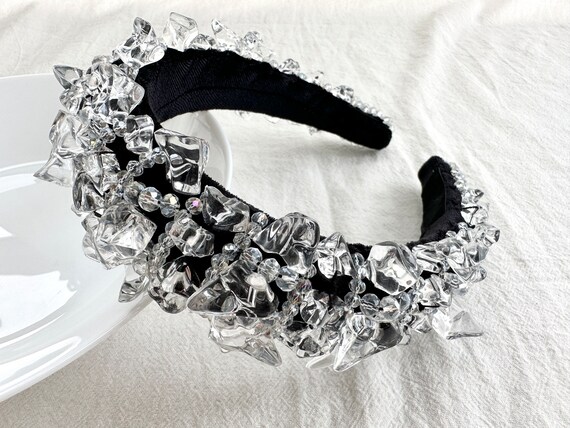Gorgeous Velvet Crystal Headbands, Clear Crystal Stones  display picture 1