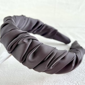Elegant  Light gray satin headband,Irregular hair band，Twisted hairband,Pleated headband,Fashion hair band