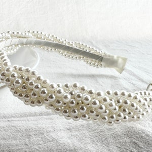 White Pearl Headband, Thin Headband, Bridal Headband, Bridesmaid Headband, Ladies Hair Accessories, Headbands, Gifts