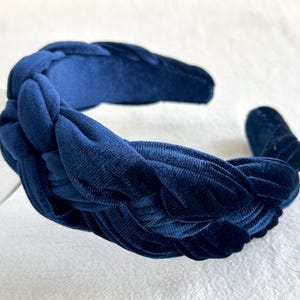 Blue Velvet Headband,Braided Velvet Headband,Boho Headband,Twisted Headband,Braided Hair Accessory, Gifts For Her