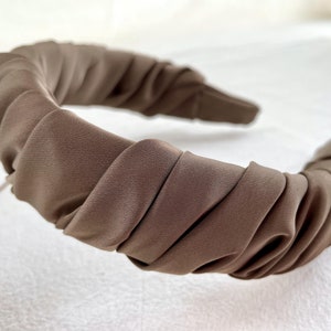 Advanced champagne satin headband,Twisted hairband,Pleated headband,Silk and satin,Irregular hair band,Fashion hairband,Elegant headband