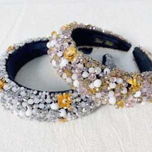 Hand Beaded Headbands,Padded Headbands,Women Hair Hoops,Hair Accessories Gift,Vintage Headbands,Crystal Hair Hoops