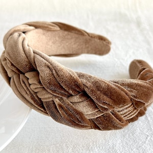 Coffee Velvet Headband,Classic Headband,Boho Headband,Knotted Headband,Braided Headband,Hair Accessory, Birthday Gifts For Her