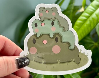 Frog Pile Vinyl Sticker | Cute Frog Art