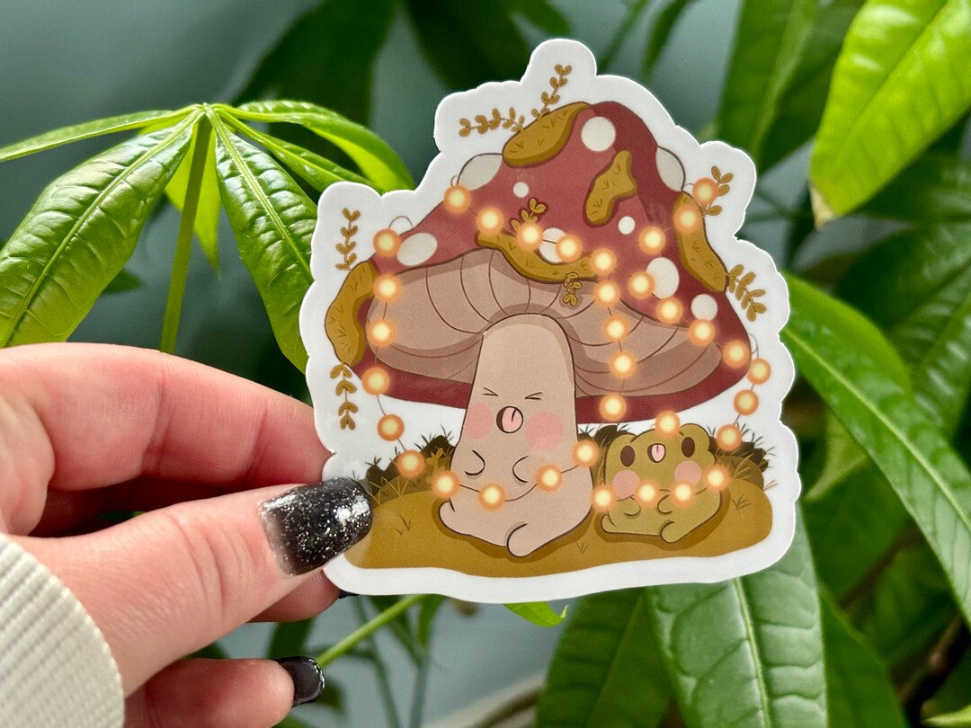 Cute Mushroom Frog Vinyl Sticker | Waterproof Laptop Decal - Etsy
