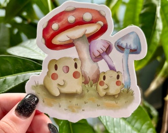 Adesivo impermeabile a forma di famiglia di rane / Carino Cottagecore Kawaii