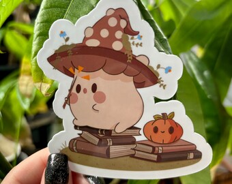 Wizard Mushroom Vinyl Sticker | Cute Halloween Autumn Decor