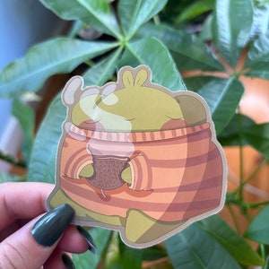 Autumn Frog in Sweater Sticker | Cozy Waterproof Vinyl Sticker | Cute Frog Art