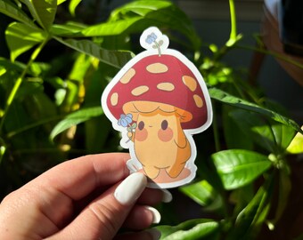 Cute Mushroom with Flower Vinyl Sticker | Waterproof Art