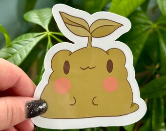 Vinylsticker Kawaii kikker | Waterdichte laptopsticker