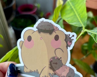 Frog with Worms Vinyl Sticker | Cute Waterproof Design