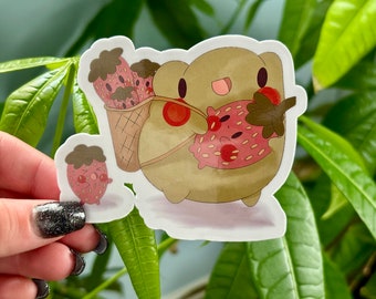 Strawberry Frog Vinyl Sticker | Waterproof Laptop Decal