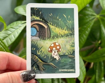 Mushroom Relaxing Vinyl Sticker | Cottagecore Forest Art