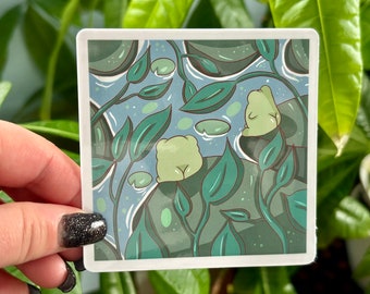 Froggy Pond Sticker | Frogs on Lilly Pads | Cute Frog Butt Design | Cottagecore Funny Sticker