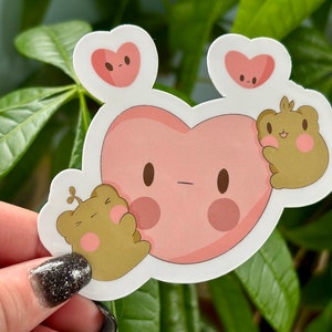 Frogs in Love Sticker | Cute Kawaii Frog Laptop and Water Bottle Design | Cottagecore