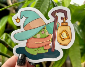 Adesivo per laptop con simpatica rana maga / Decalcomania in vinile impermeabile