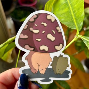 Adesivo per sederi di funghi e rane / Adesivo in vinile impermeabile carino / Arte carina di rane e funghi / Adesivo kawaii