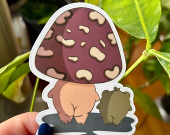 Adesivo impermeabile a forma di rana e fungo / Arte Kawaii
