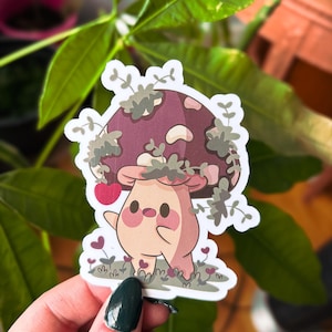 Mushroom In Love Sticker | Cute Waterproof Vinyl Sticker | Valentine&#39;s Day Sticker | Cute Mushroom Art