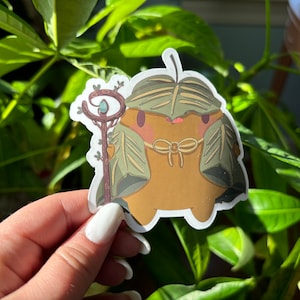 Leaf Frog Druid Sticker | Cute Waterproof Vinyl Frog Sticker | Druid Nature Sticker | Fantasy Frog Art