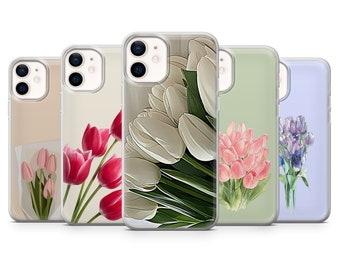 Tulips Phone Case Spring Cover for for iPhone 14Pro, 13, 12, 11, 8, Xr, Galaxy S21Fe, S20, S22, Samsung , A33,  A53, Pixel 6A, 5