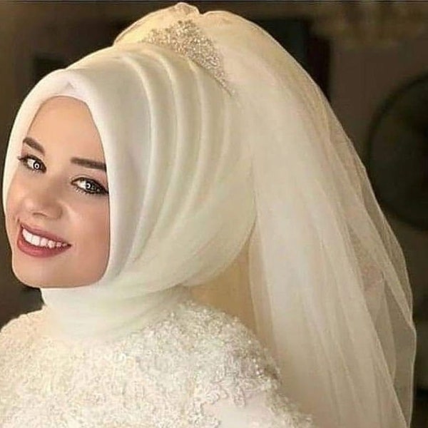 Bridal Veil Henna Night veil Engagement Ready Veil Ready Made Shawl,  glittering veiling, muslim veil,   Turkish Premium Scarf ready Hijab