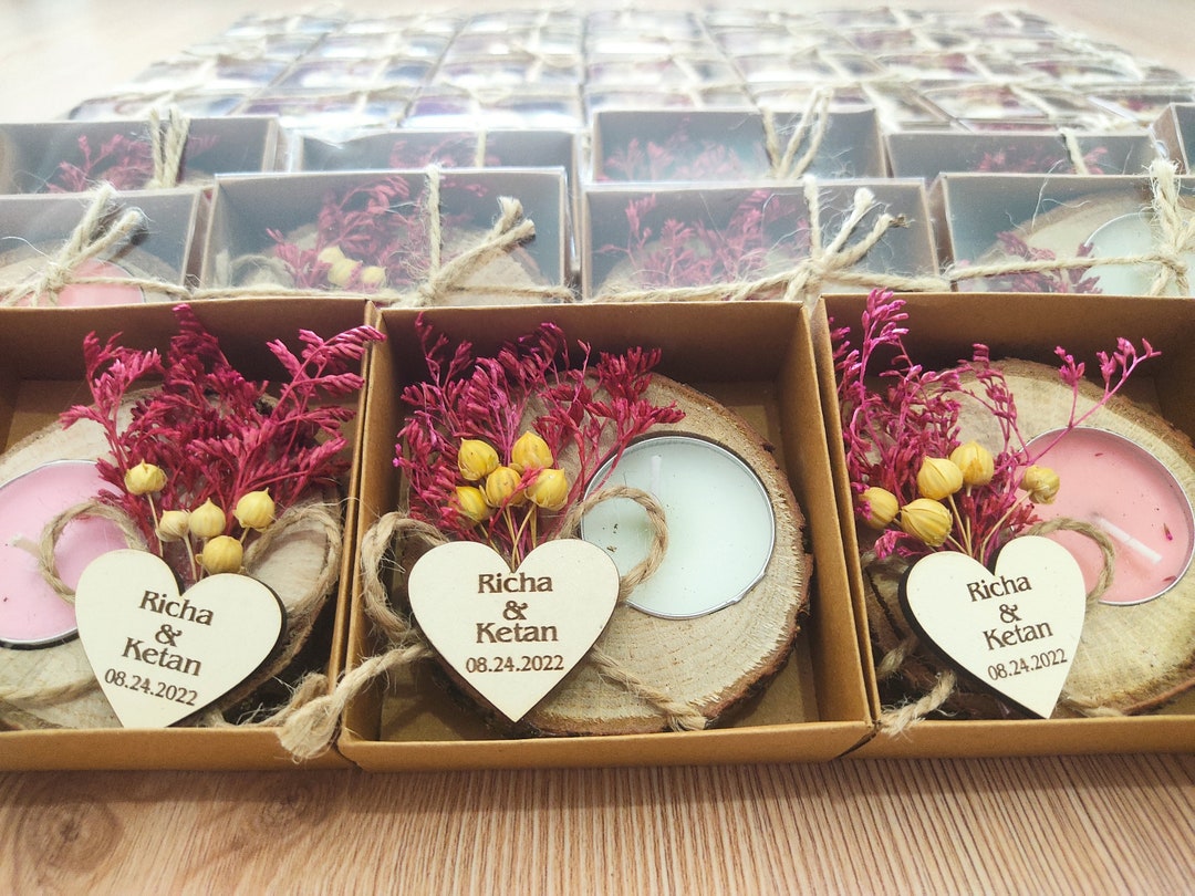 Custom Wood Tealight Holders Wedding Party Favors for Guests Bulk ...