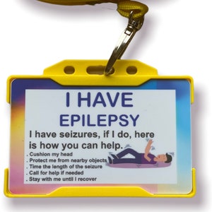 Concientización sobre la epilepsia: tarjeta de identificación y cordón por discapacidad con epilepsia: ¡7 colores para elegir!