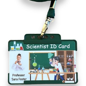 科学者ロールプレイIDカード、子供用 - 名前と写真のパーソナライズ