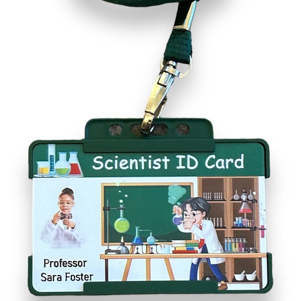 Scientist Roleplay ID Card, Children - Personalised Name And photo