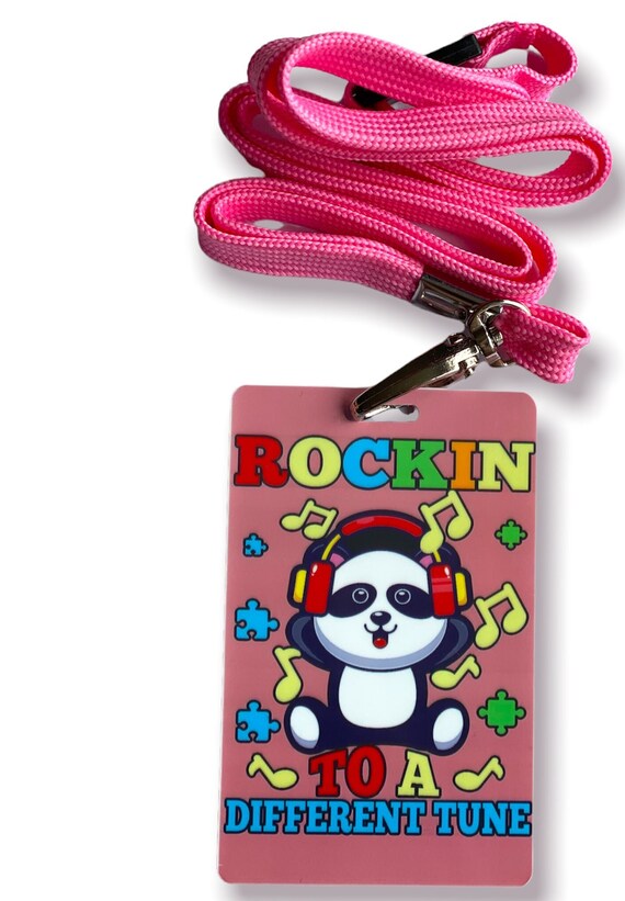 Tarjeta rosa para personas con discapacidad con cordón 