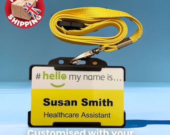 Hello My Name Is ID Card Personalised Name Badge Lanyard Identification