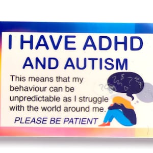 I Have ADHD and Autism Disability ID-kaart en sleutelkoord - 8 kleuren!