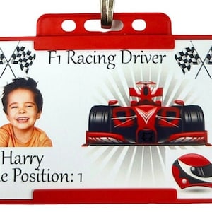 F1 / Rennfahrer Rollenspiel ID Karte, Kinder - Personalisierter Name und Foto