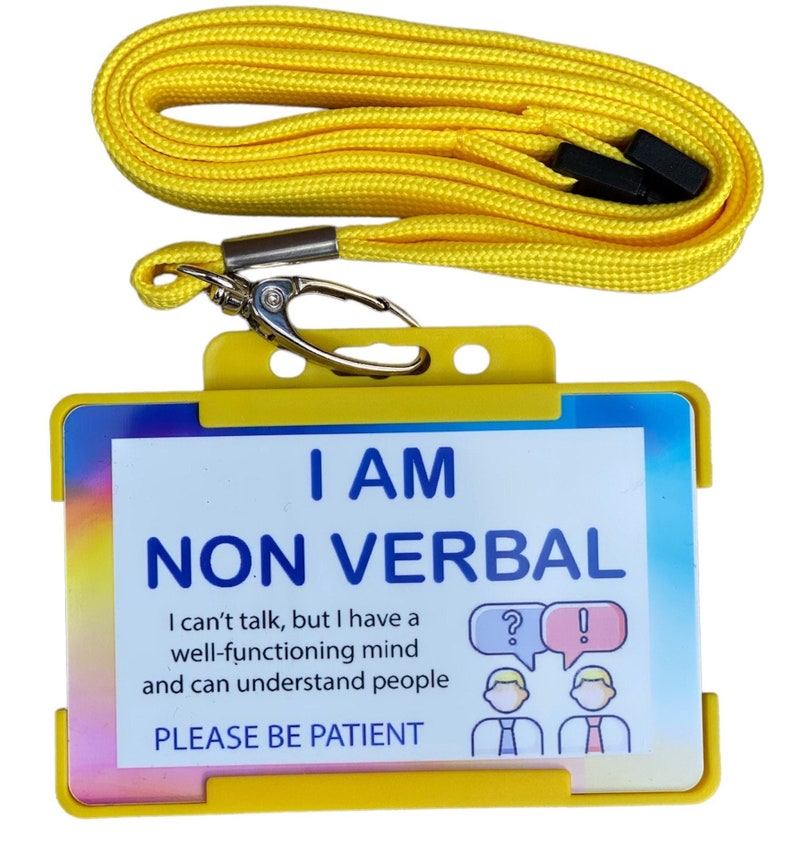 I Am Non Verbal Disability ID Card & Lanyard 7 Colours Etsy UK