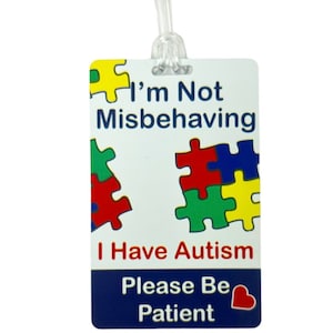 Etiqueta oculta para bolsas de discapacidad - Tarjeta de identificación de PVC - Insignia - Concienciación sobre la discapacidad - Autismo