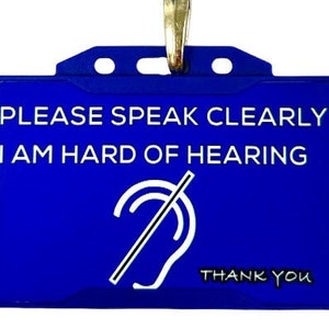Slechthorenden, slechthorenden, doven, verborgen sleutelkoord voor gehandicapten PVC-identiteitskaart met houder, badge, voorlichting over handicap