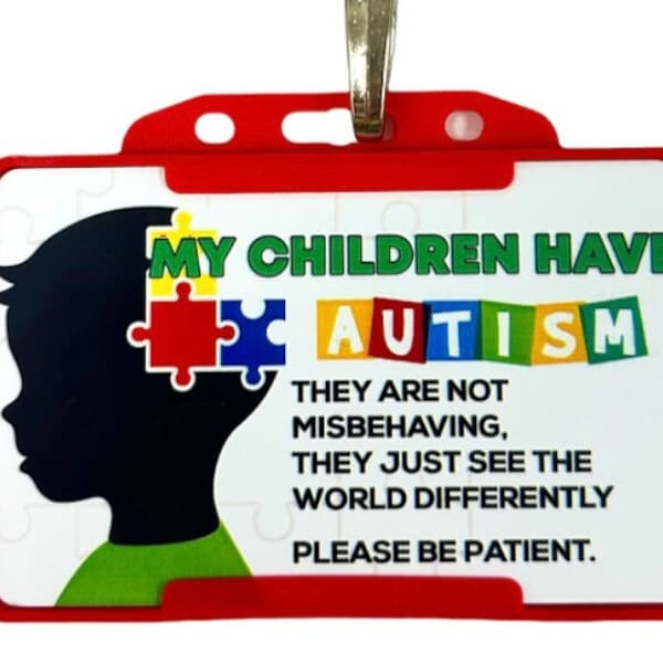 My Children are Autism / Is Autistic Disability ID Card & Lanyard - 7 Colours!