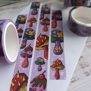 cinta washi | Trío de hongos | Champiñones picantes, champiñones de bucle y champiñones de chocolate