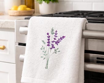 Embroidered Lavender Hand Towel: Soft Cotton Guest Room Decor